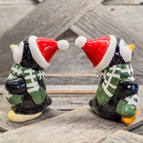 Winter Holiday Penguins Salt and Pepper Shaker Set, Holiday Kitchen Decor-4.25"H - Picture 5 of 7